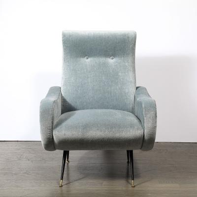 Marco Zanuso Mid Century Modernist Lady Arm Chairs in Powder Blue Mohair by Marco Zanuso