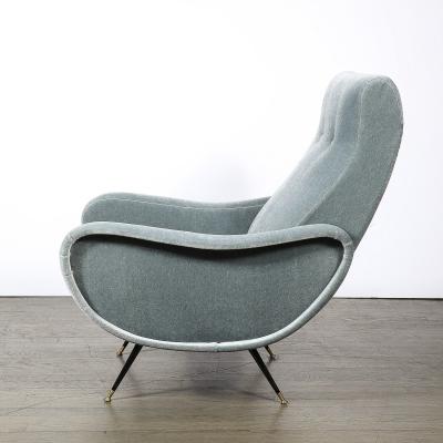 Marco Zanuso Mid Century Modernist Lady Arm Chairs in Powder Blue Mohair by Marco Zanuso