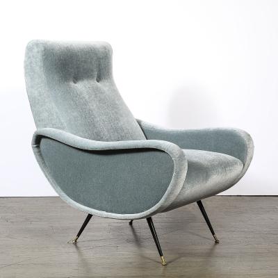 Marco Zanuso Mid Century Modernist Lady Arm Chairs in Powder Blue Mohair by Marco Zanuso