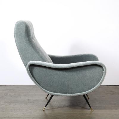 Marco Zanuso Mid Century Modernist Lady Arm Chairs in Powder Blue Mohair by Marco Zanuso
