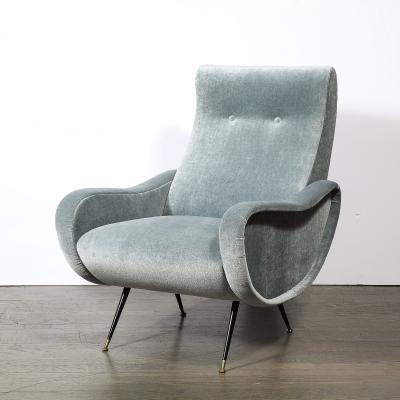 Marco Zanuso Mid Century Modernist Lady Arm Chairs in Powder Blue Mohair by Marco Zanuso