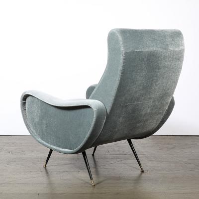 Marco Zanuso Mid Century Modernist Lady Arm Chairs in Powder Blue Mohair by Marco Zanuso