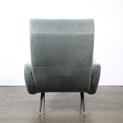 Marco Zanuso Mid Century Modernist Lady Arm Chairs in Powder Blue Mohair by Marco Zanuso