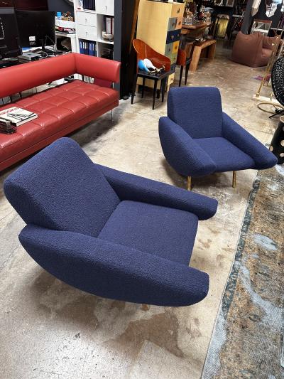 Marco Zanuso Pair of 2 Mid Century Italian Armchairs In Style of Zanuso 1960