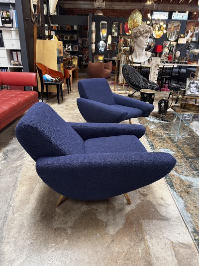 Marco Zanuso Pair of 2 Mid Century Italian Armchairs In Style of Zanuso 1960