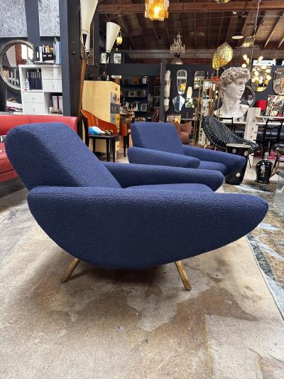 Marco Zanuso Pair of 2 Mid Century Italian Armchairs In Style of Zanuso 1960