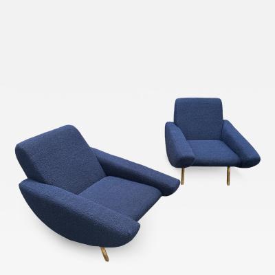 Marco Zanuso Pair of 2 Mid Century Italian Armchairs In Style of Zanuso 1960