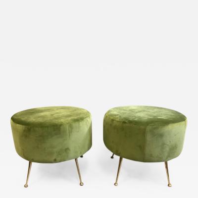 Marco Zanuso Pair of Mid Century Modern Round Stools or Benches Attributed to Marco Zanuso