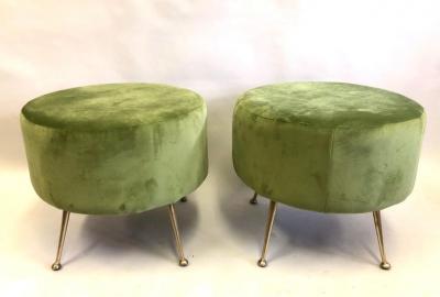 Marco Zanuso Pair of Mid Century Modern Round Stools or Benches Attributed to Marco Zanuso