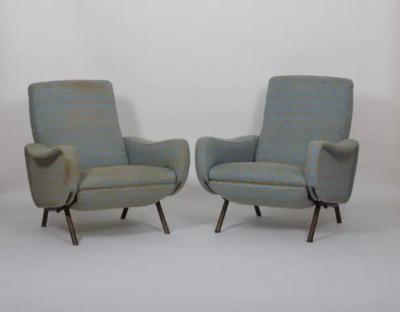 Marco Zanuso Rare original fabric Marco Zanuso Lady chairs Reclining Italy c1950