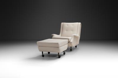 Marco Zanuso Regent Lounge Chair with Footstool by Marco Zanuso for Arflex Italy 1960s