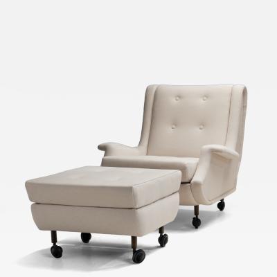 Marco Zanuso Regent Lounge Chair with Footstool by Marco Zanuso for Arflex Italy 1960s
