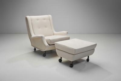 Marco Zanuso Regent Lounge Chairs with Footstools by Marco Zanuso for Arflex Italy 1960s