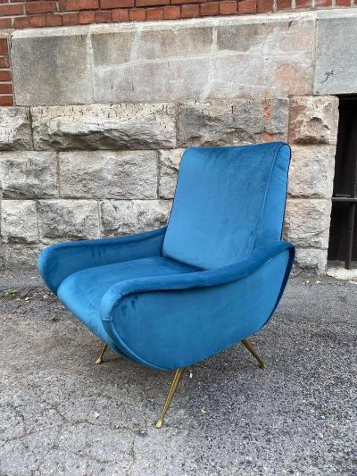 Marco Zanuso SOFT BLUE VELVET LADY CHAIR IN THE MANNER OF MARCO ZANUSO