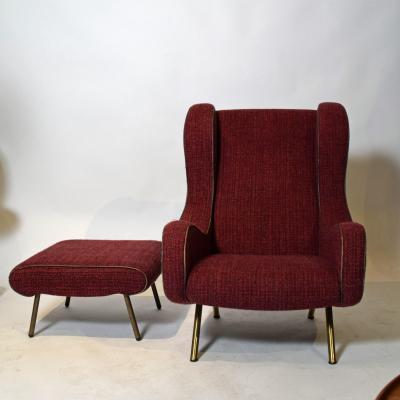 Marco Zanuso Senior Lounge Chair and ottoman by Marco Zanuso for Arflex 1955