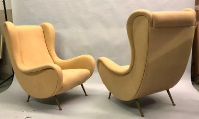 Marco Zanuso Vintage Pair of Italian Senior Chairs Lounge Chairs by Marco Zanuso Arflex