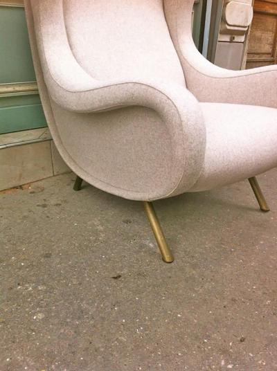 Marco Zanuso Zanuso Vintage Superb Model Senior Newly Reupholsterd in Beige