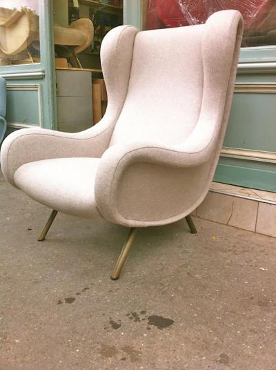 Marco Zanuso Zanuso Vintage Superb Model Senior Newly Reupholsterd in Beige