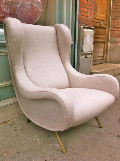 Marco Zanuso Zanuso Vintage Superb Model Senior Newly Reupholsterd in Beige
