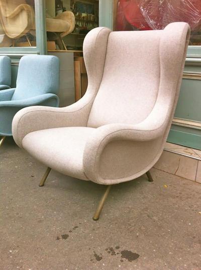 Marco Zanuso Zanuso Vintage Superb Model Senior Newly Reupholsterd in Beige