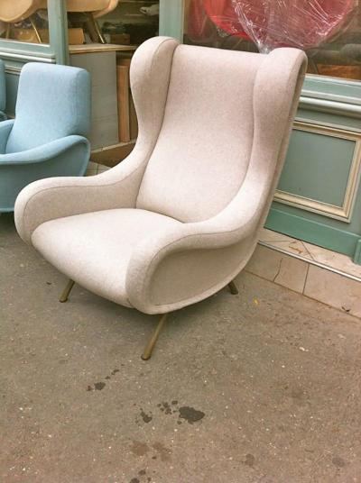 Marco Zanuso Zanuso Vintage Superb Model Senior Newly Reupholsterd in Beige