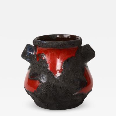 Marei Keramik Red Glazed Fat Lava Vase by Marei Keramic West Germany 1960s