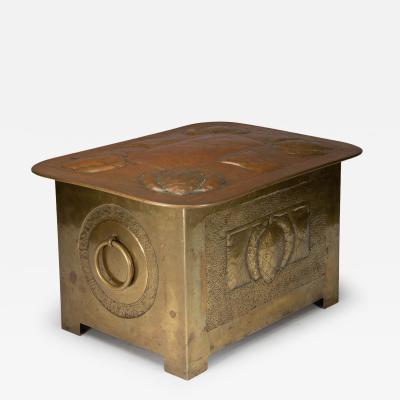 Margaret Gilmour Margaret Gilmour Attri Scottish Arts Crafts brass coal box with thistle detail