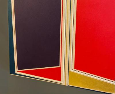 Margaret Pomfret Vintage Abstract Hard Edge Painting by Margaret Pomfret on Canvas