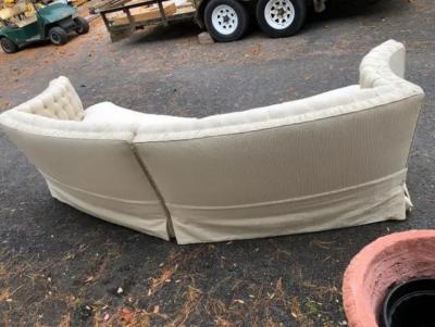Marge Carson Lovely 2 Piece Marge Carson Curved Tufted Back Sofa Sectional Mid Century Modern