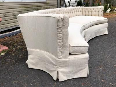Marge Carson Lovely 2 Piece Marge Carson Curved Tufted Back Sofa Sectional Mid Century Modern