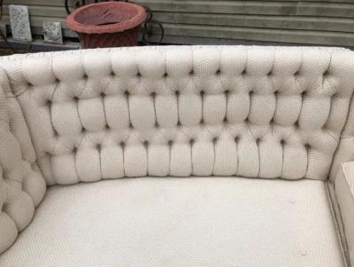Marge Carson Lovely 2 Piece Marge Carson Curved Tufted Back Sofa Sectional Mid Century Modern