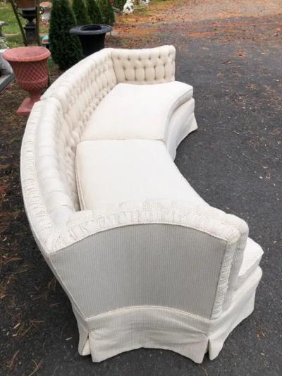 Marge Carson Lovely 2 Piece Marge Carson Curved Tufted Back Sofa Sectional Mid Century Modern