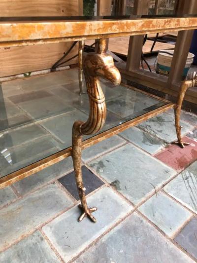 Marge Carson Magnificent Marge Carson Large Gold Griffon Leg Regency Glass Top Coffee Table