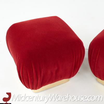 Marge Carson Mid Century Brass Souffle Poof Ottoman Pair
