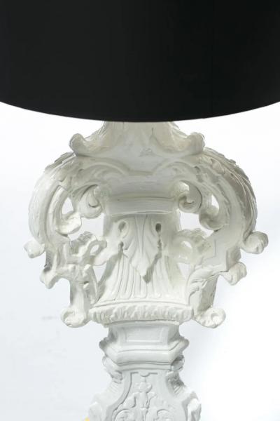 Marge Carson Pair of Large Hollywood Regency Baroque Plaster Lamps by Marge Carson c 1960s