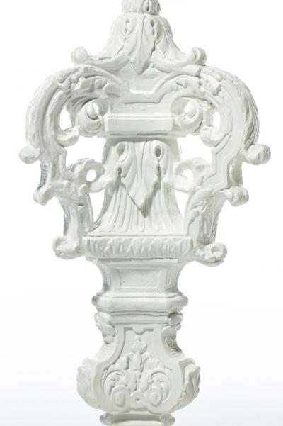 Marge Carson Pair of Large Hollywood Regency Baroque Plaster Lamps by Marge Carson c 1960s