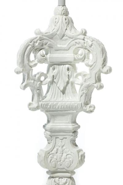 Marge Carson Pair of Large Hollywood Regency Baroque Plaster Lamps by Marge Carson c 1960s