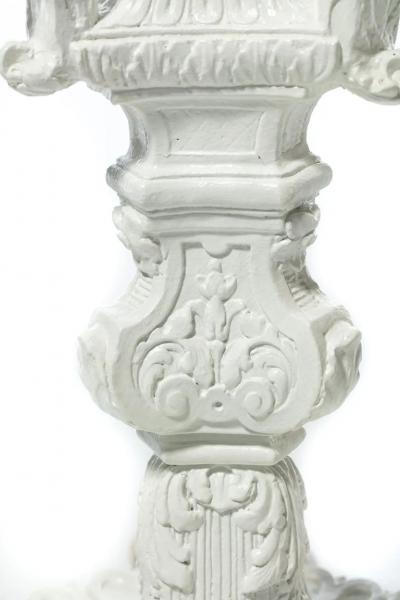 Marge Carson Pair of Large Hollywood Regency Baroque Plaster Lamps by Marge Carson c 1960s