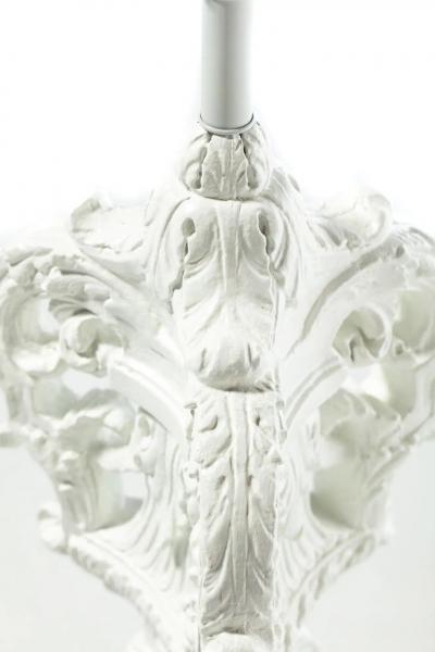Marge Carson Pair of Large Hollywood Regency Baroque Plaster Lamps by Marge Carson c 1960s