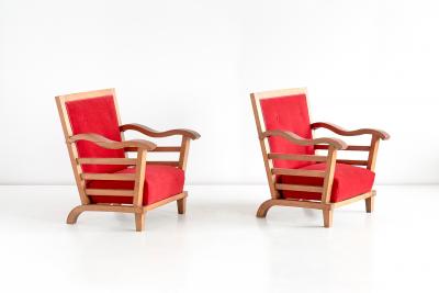 Marguerite Dubuisson Important Pair of Armchairs by Marguerite Dubuisson France 1947