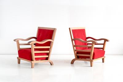 Marguerite Dubuisson Important Pair of Armchairs by Marguerite Dubuisson France 1947