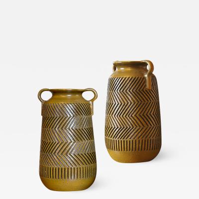 Mari Simmulsson Striking Pair of Zig Zag Floor Vases by Mari Simmulson for Upsala Ekeby