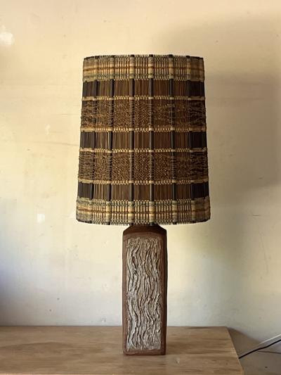 Maria Kipp Large Textured Terracotta Lamp with Impeccable Maria Kipp Woven Shade