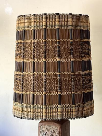 Maria Kipp Large Textured Terracotta Lamp with Impeccable Maria Kipp Woven Shade