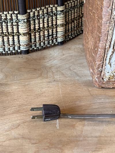 Maria Kipp Large Textured Terracotta Lamp with Impeccable Maria Kipp Woven Shade