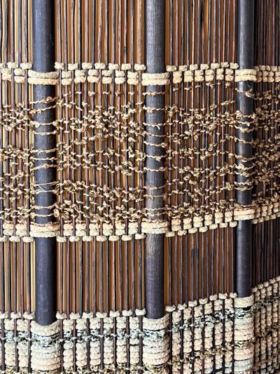 Maria Kipp Large Textured Terracotta Lamp with Impeccable Maria Kipp Woven Shade