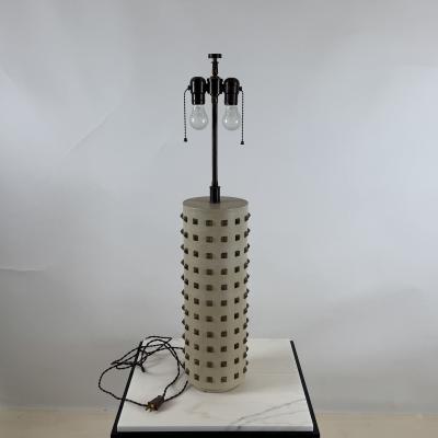 Maria Kipp Studded Cream Leather Table Lamp with Original Maria Kipp Shade