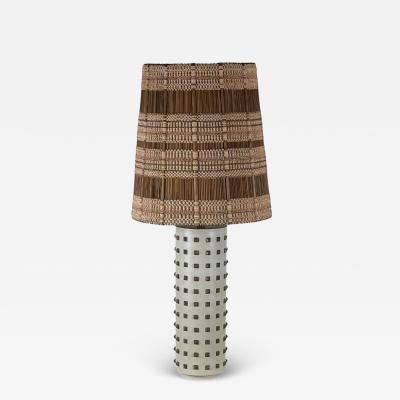 Maria Kipp Studded Cream Leather Table Lamp with Original Maria Kipp Shade