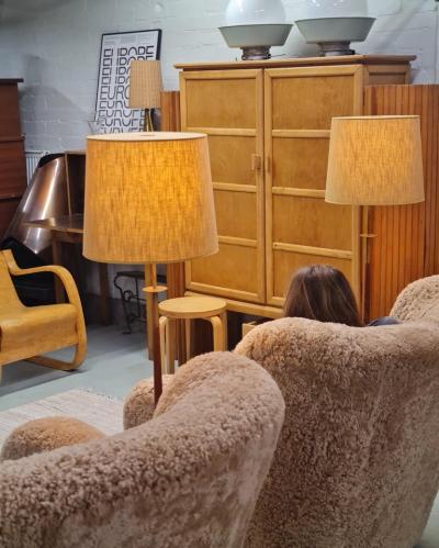 Maria Lindeman A Pair of Bass Teak Floor Lamps Attributed to Maria Lindeman Idman 1950s