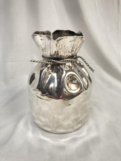 Maria Pergay 1970s Silver plated vase in the style of Maria Pergay